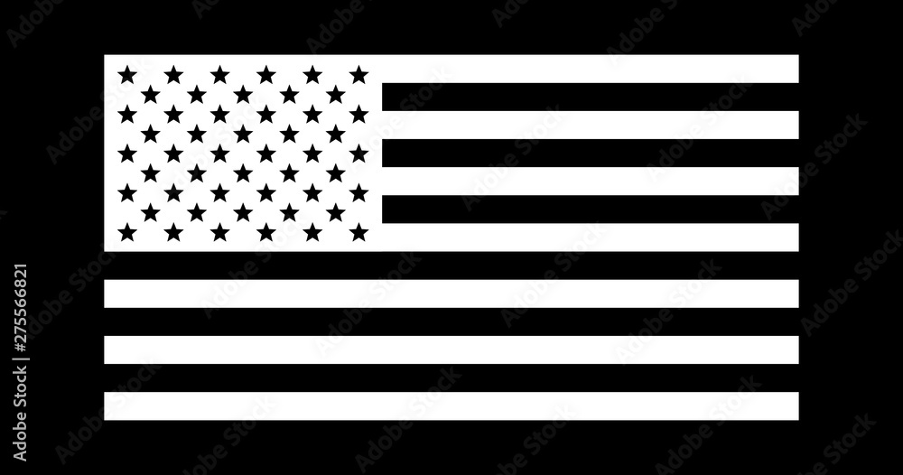 USA American flag, black and white, vector illustration. Stock Vector Adobe Stock