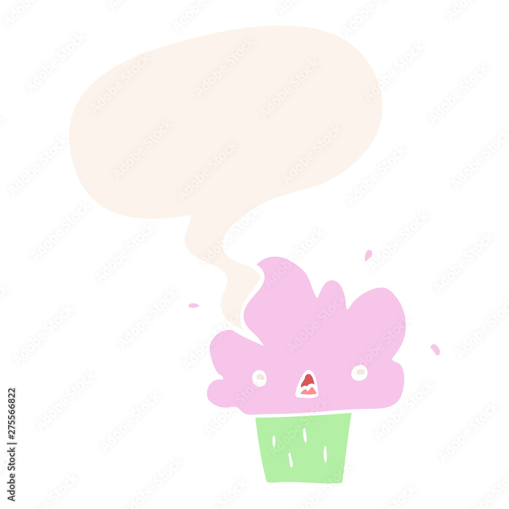 cartoon cupcake and speech bubble in retro style cartoon cupcake and speech bubble in retro style