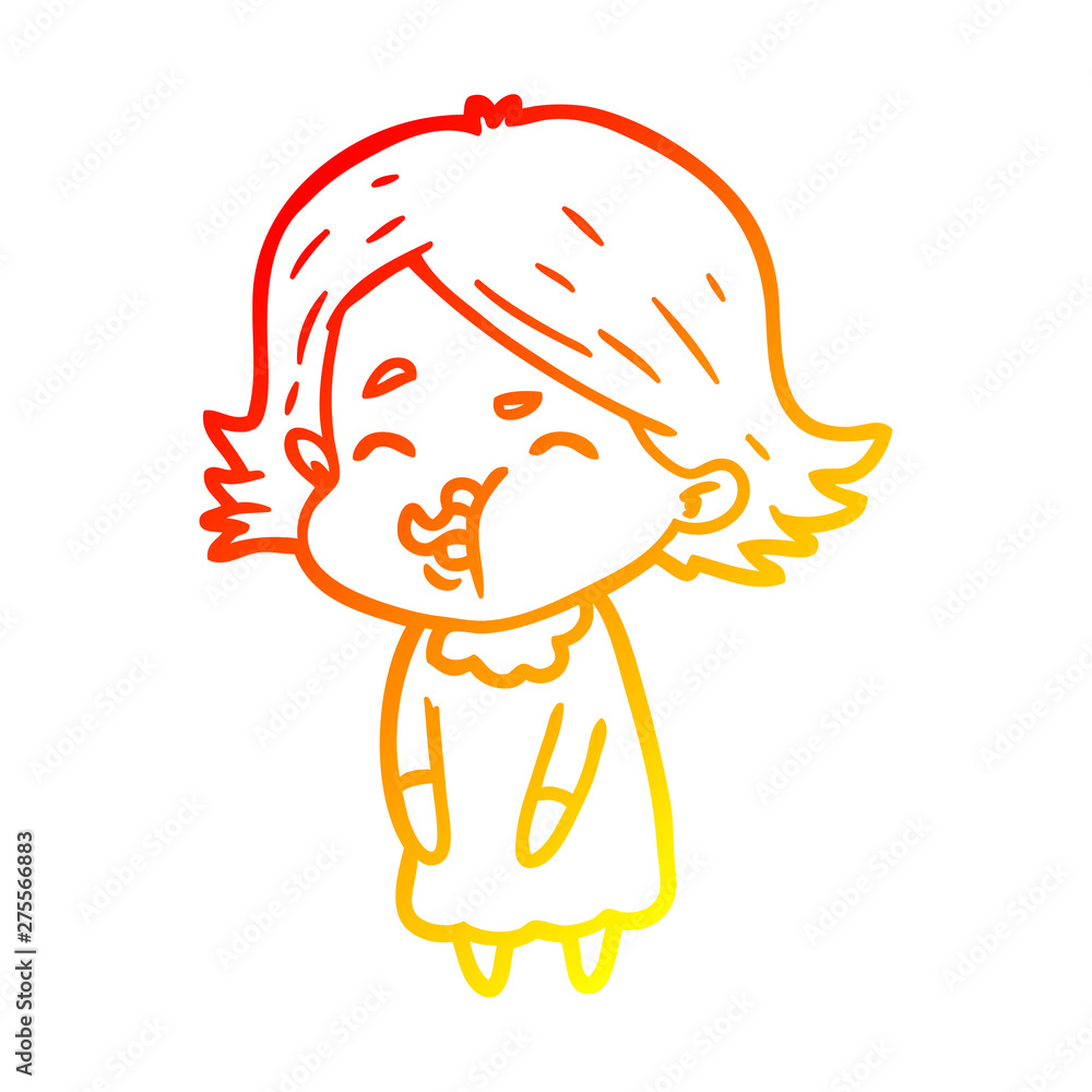 warm gradient line drawing cartoon girl pulling face warm gradient line drawing cartoon girl pulling face