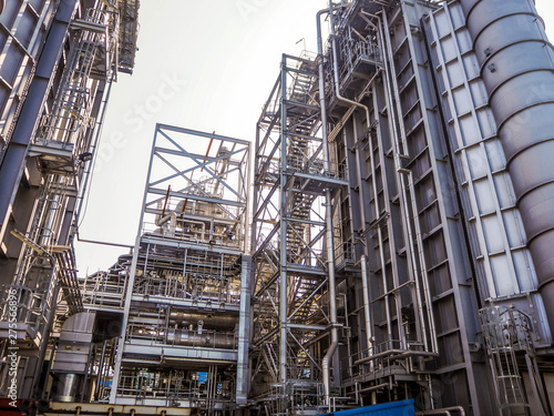 Heat recovery steam generator and sky in Combined-Cycle Co-Generation Power Plant which it so beautiful and popular to background power plant concept.