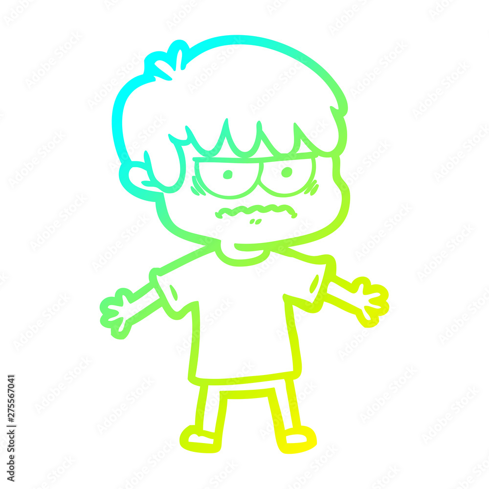cold gradient line drawing annoyed cartoon boy cold gradient line drawing annoyed cartoon boy