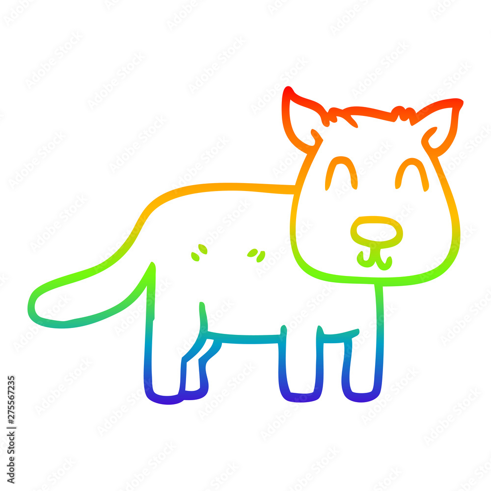 Fototapeta premium rainbow gradient line drawing cartoon calm dog