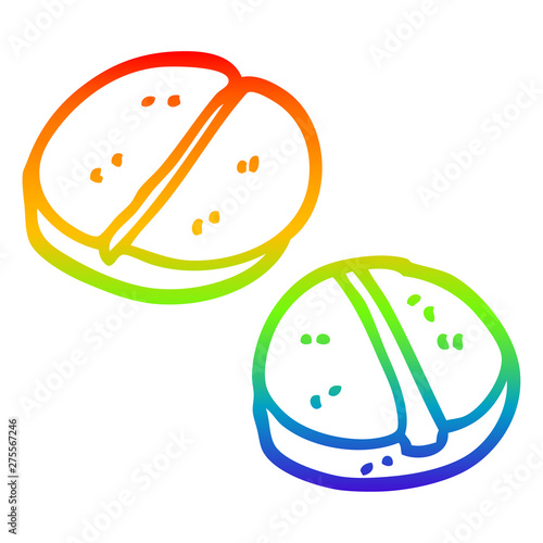rainbow gradient line drawing cartoon tablets
