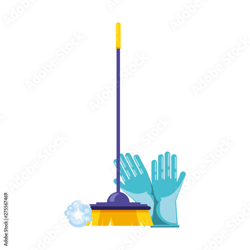 Isolated cleaning gloves and brush design