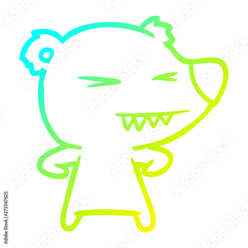 cold gradient line drawing angry polar bear cartoon