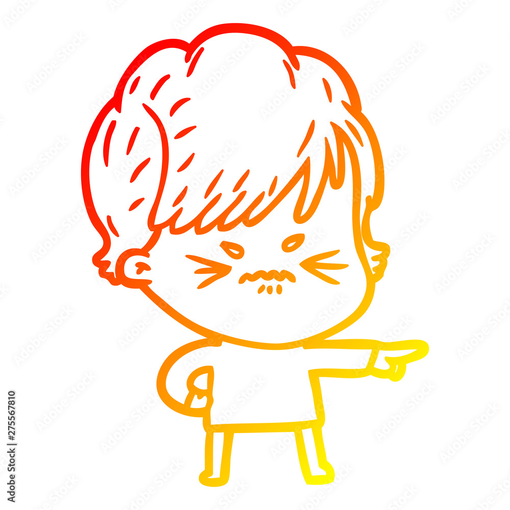 warm gradient line drawing cartoon frustrated woman warm gradient line drawing cartoon frustrated woman