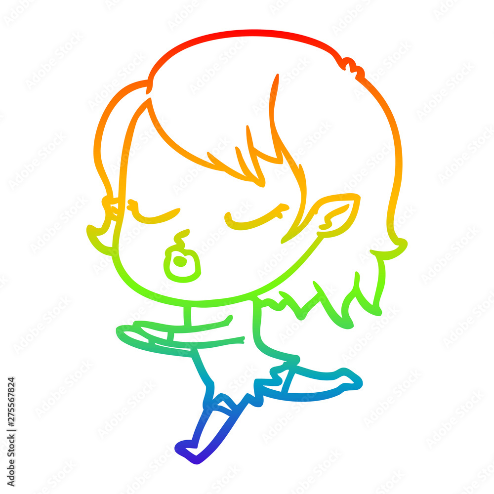rainbow gradient line drawing cute cartoon vampire girl rainbow gradient line drawing cute cartoon vampire girl
