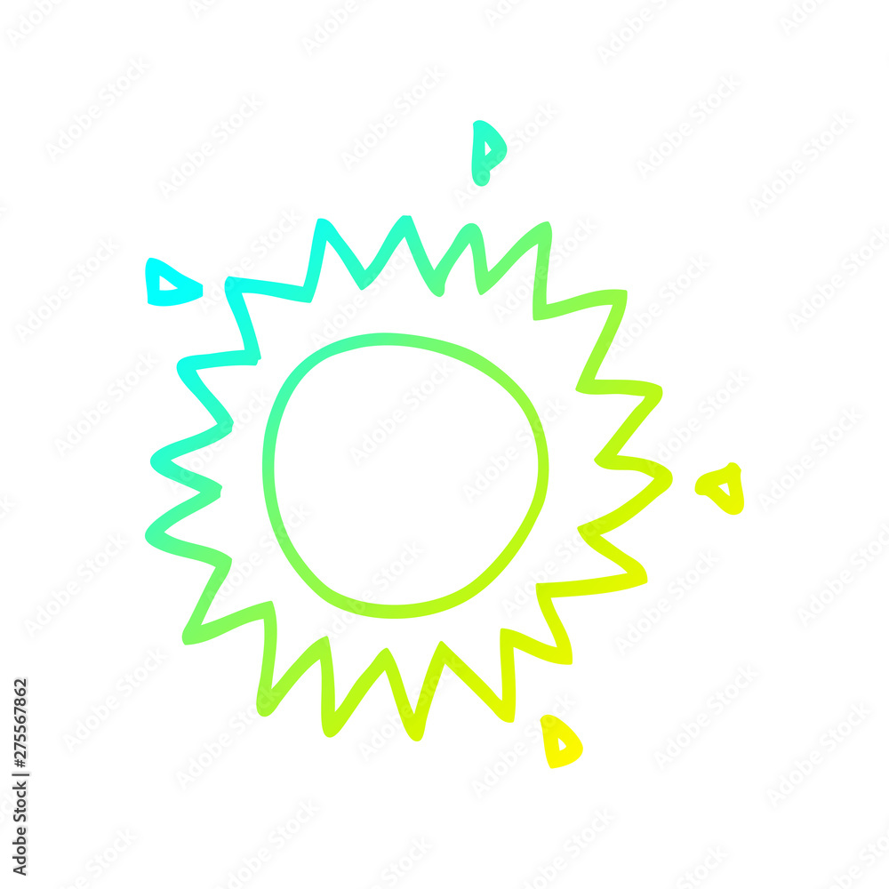 cold gradient line drawing cartoon sun