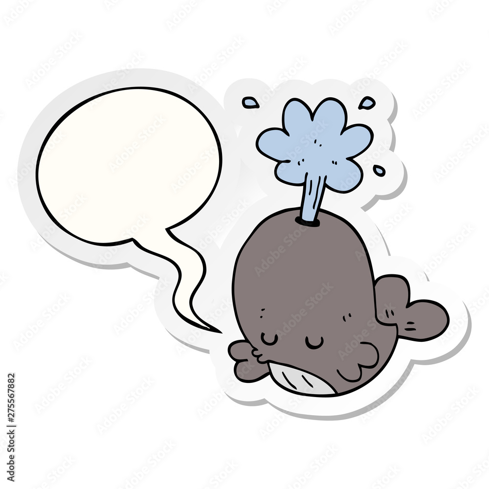 cartoon spouting whale and speech bubble sticker cartoon spouting whale and speech bubble sticker