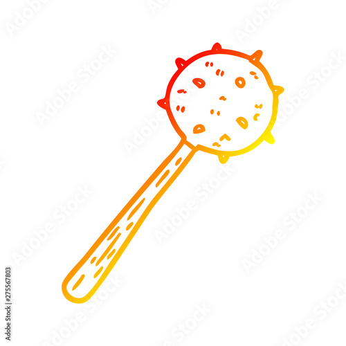warm gradient line drawing medieval mace weapon
