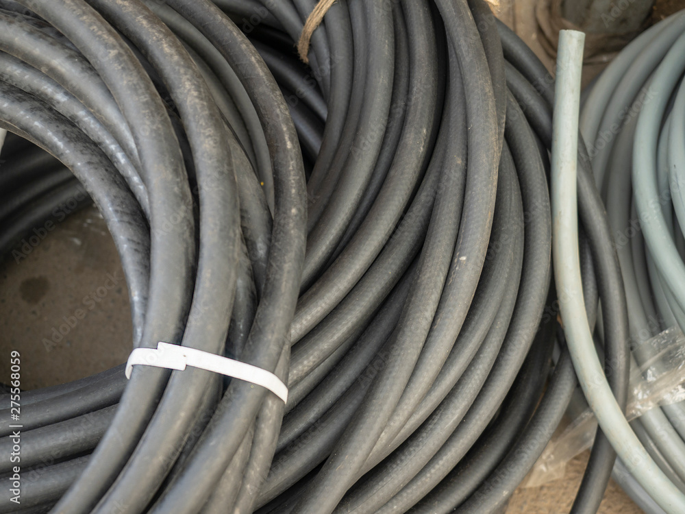 Rubber hoses are light and dark wound with rings. Rubber hoses are light and dark wound with rings.