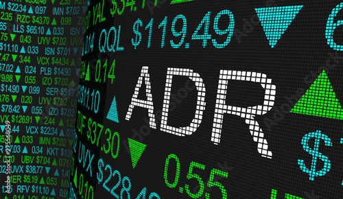 Canvas-taulu ADR American Depository Receipts Stock Market Investment Symbols 3d Illustration