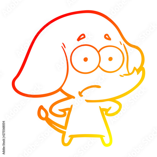 warm gradient line drawing cartoon unsure elephant