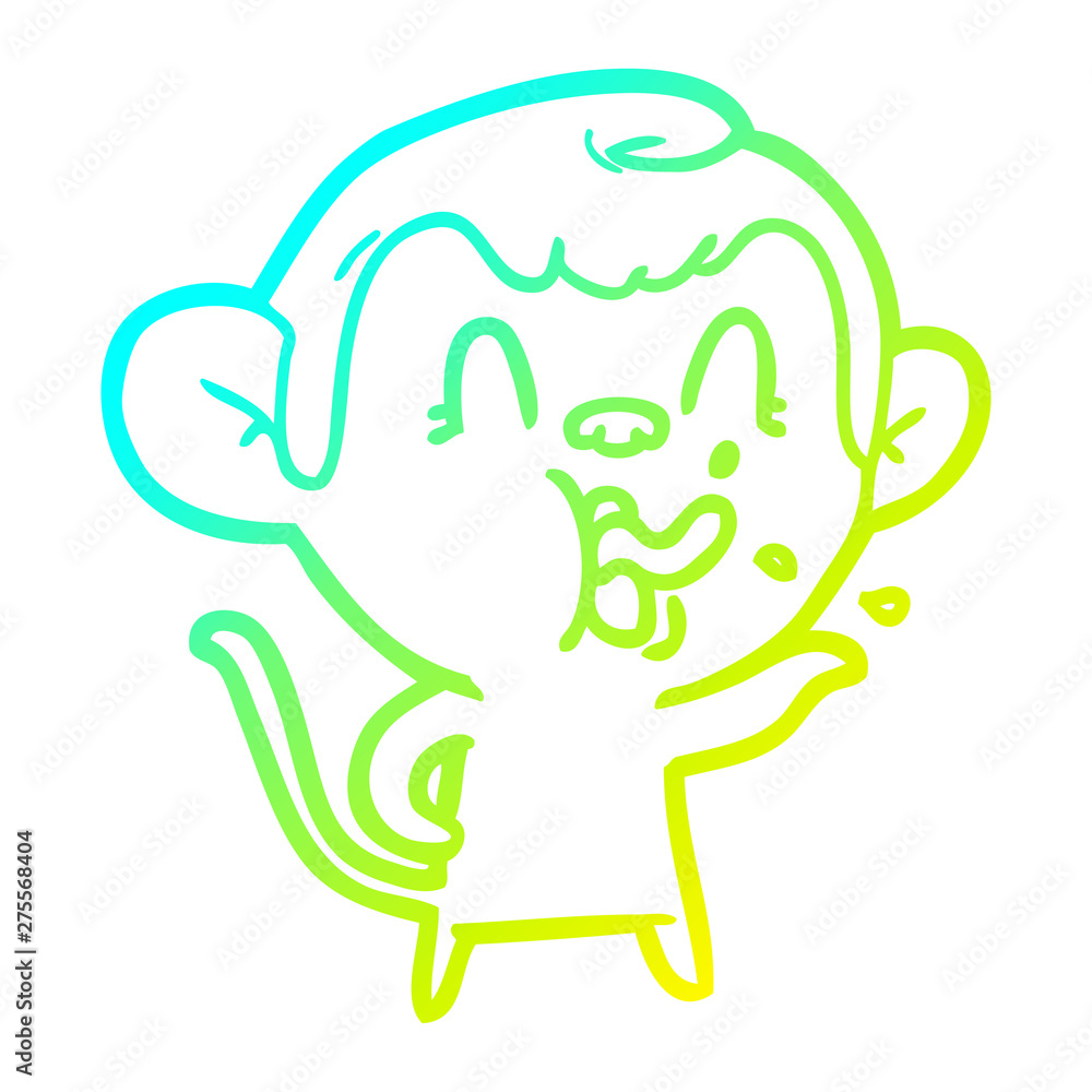 cold gradient line drawing crazy cartoon monkey cold gradient line drawing crazy cartoon monkey