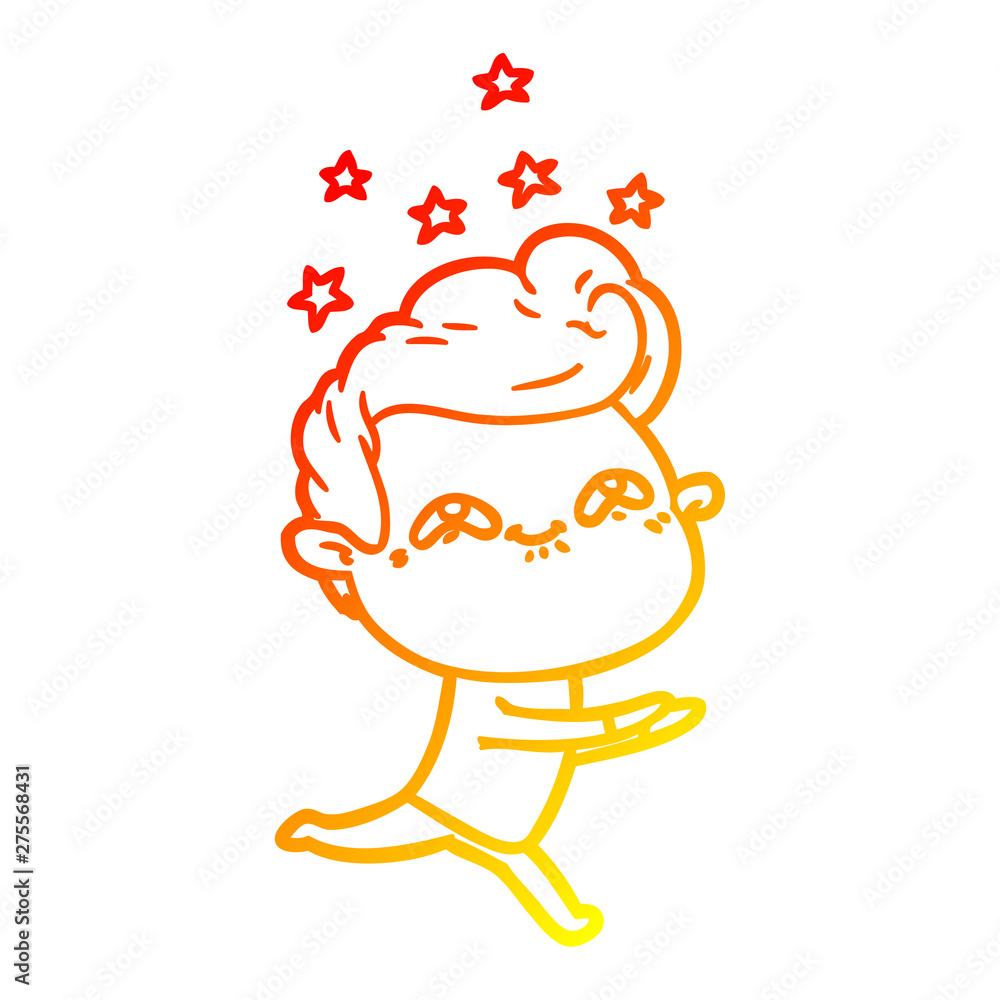 warm gradient line drawing cartoon excited man warm gradient line drawing cartoon excited man