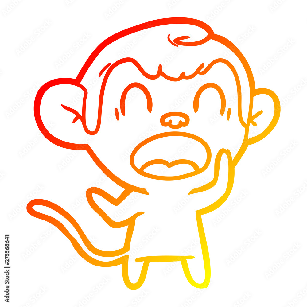 warm gradient line drawing shouting cartoon monkey warm gradient line drawing shouting cartoon monkey