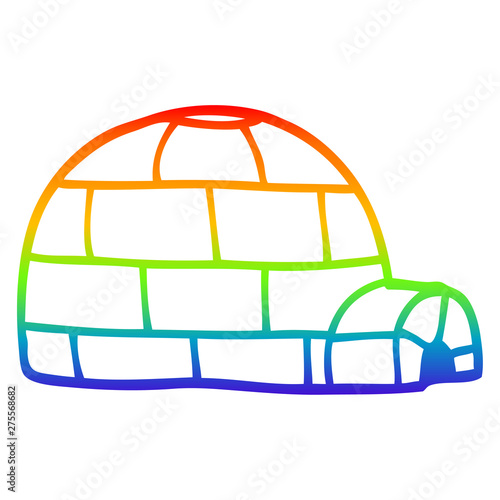 rainbow gradient line drawing cartoon ice igloo