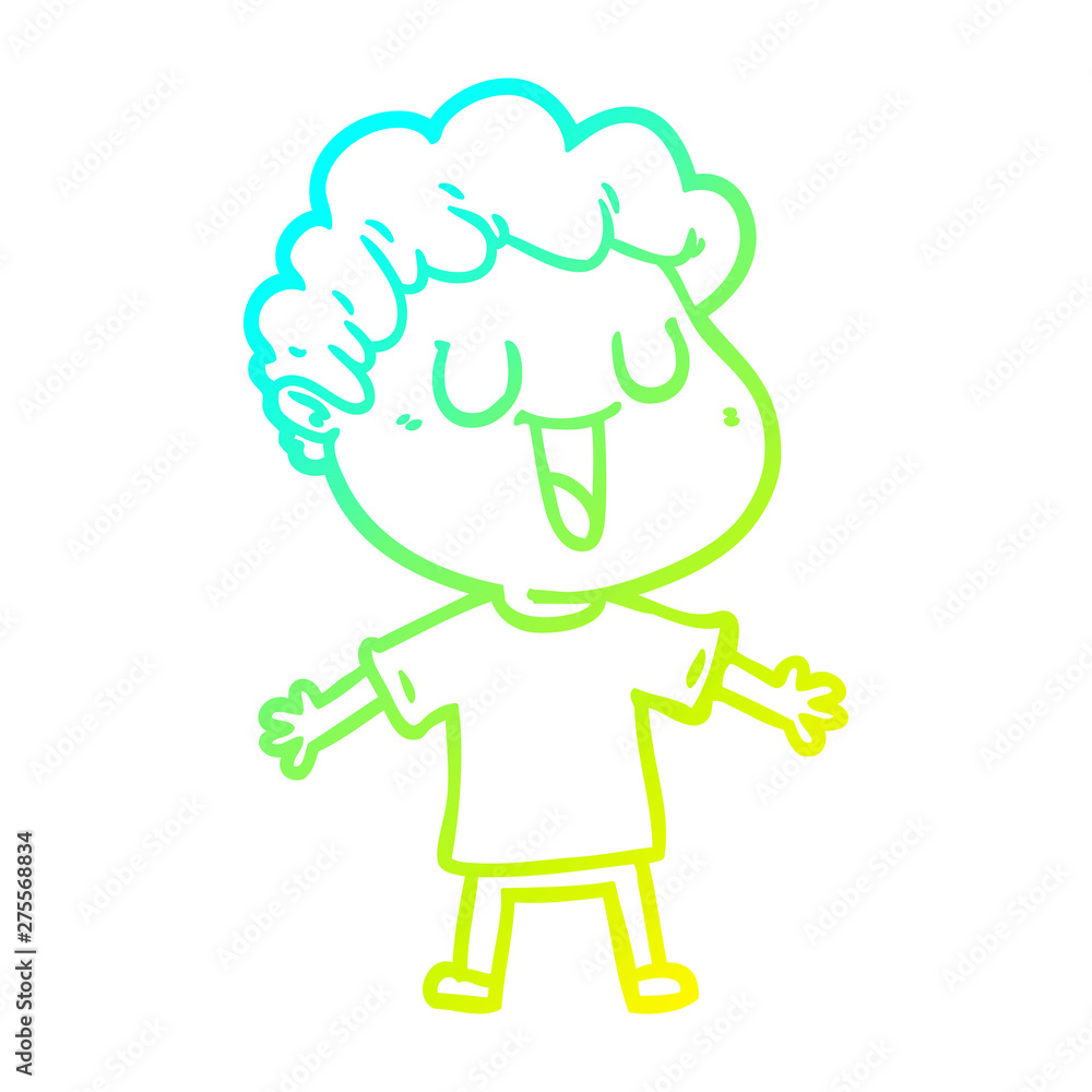 cold gradient line drawing laughing cartoon man cold gradient line drawing laughing cartoon man