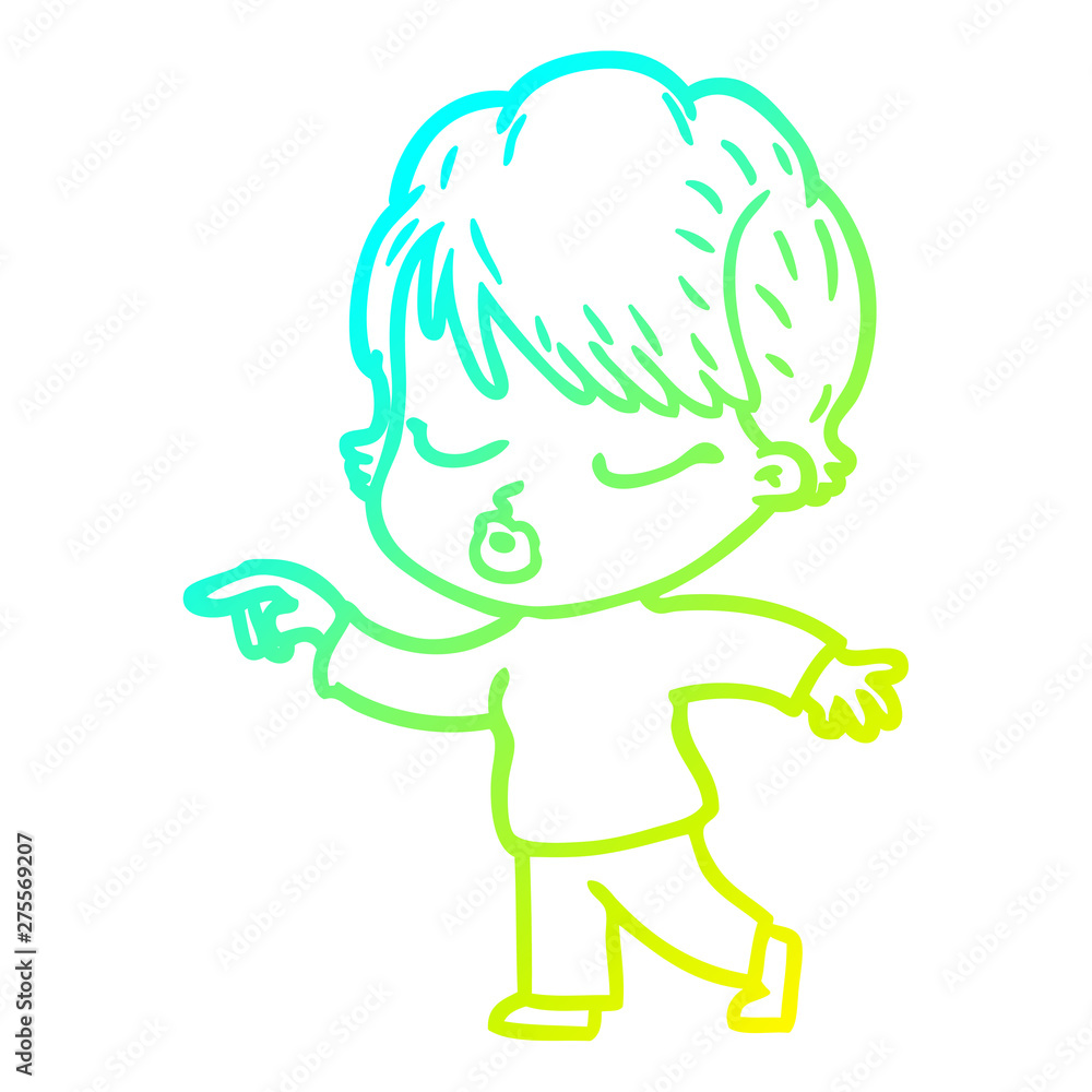 cold gradient line drawing cartoon woman with eyes shut cold gradient line drawing cartoon woman with eyes shut