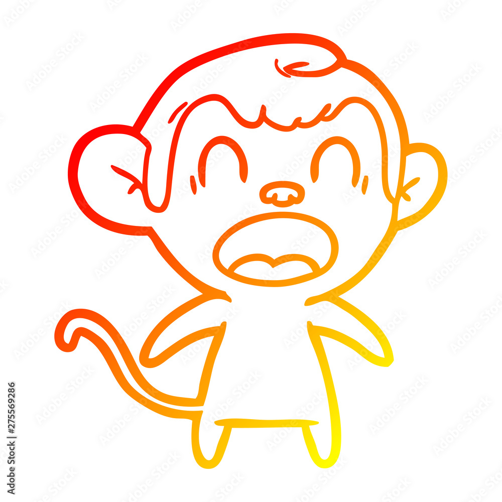 Obraz premium warm gradient line drawing shouting cartoon monkey