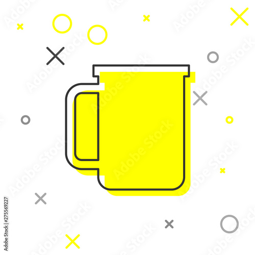 Grey Coffee cup flat line icon isolated on white background. Tea cup. Hot drink coffee. Vector Illustration