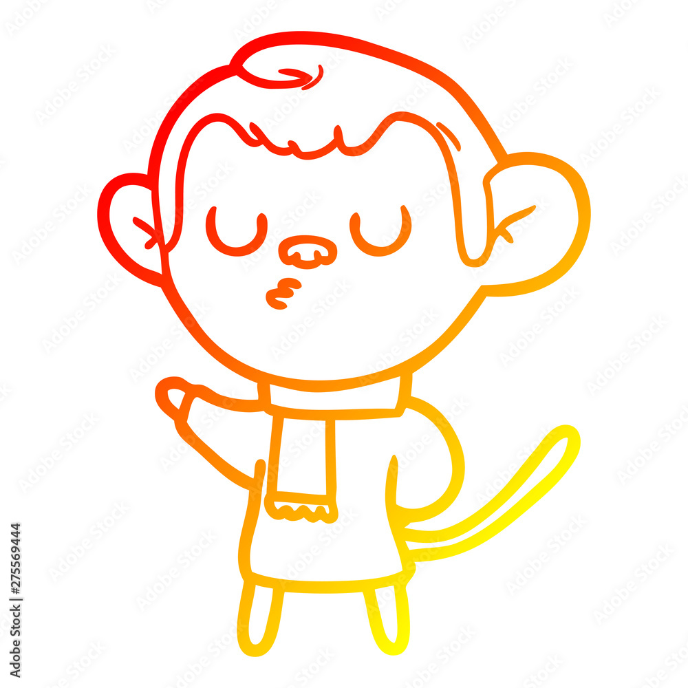 warm gradient line drawing cartoon monkey warm gradient line drawing cartoon monkey