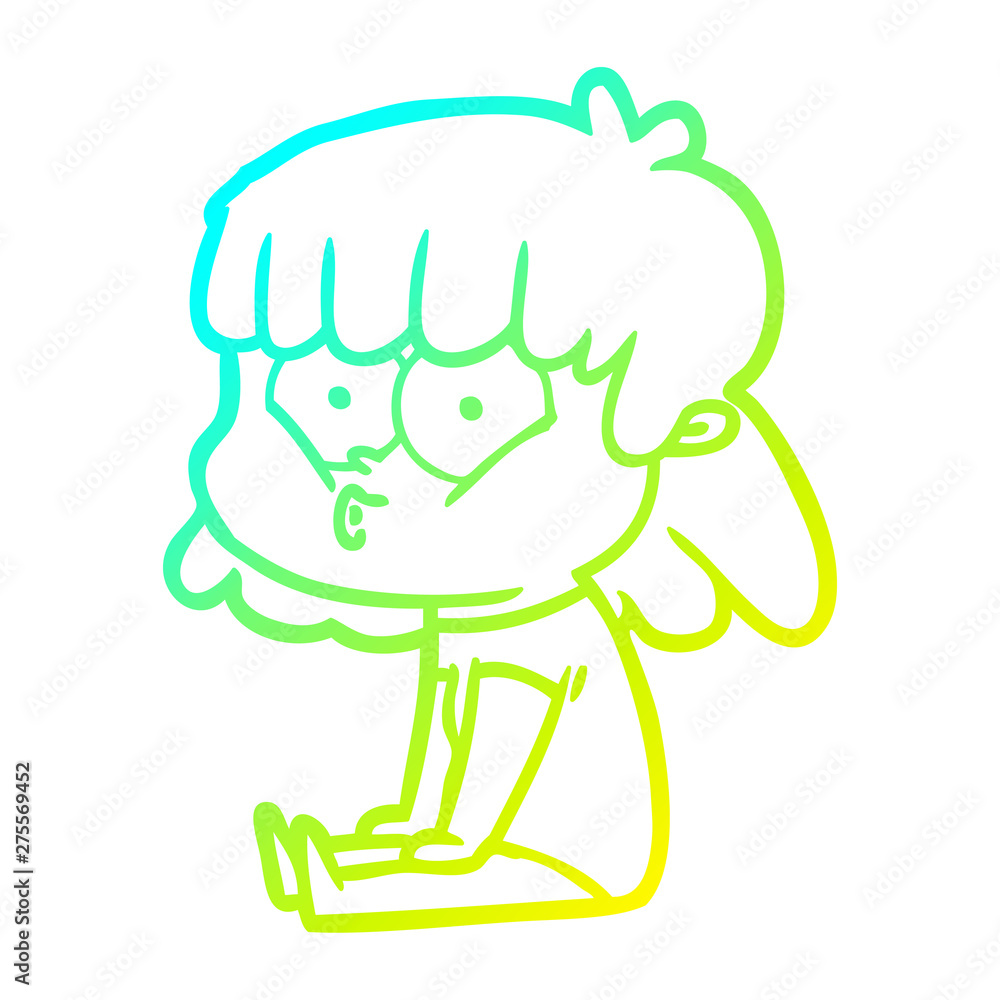 cold gradient line drawing cartoon whistling girl cold gradient line drawing cartoon whistling girl