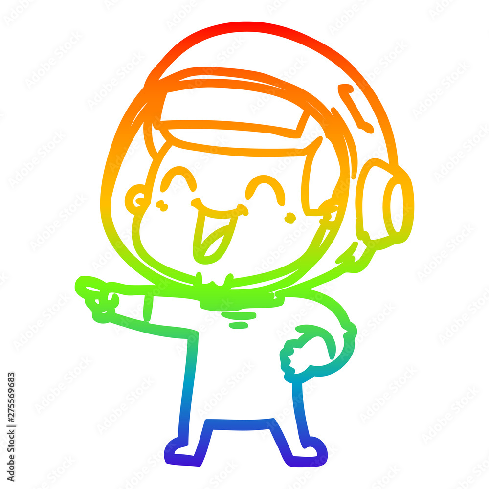 rainbow gradient line drawing happy cartoon astronaut rainbow gradient line drawing happy cartoon astronaut