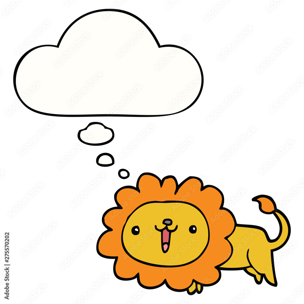 cute cartoon lion and thought bubble cute cartoon lion and thought bubble