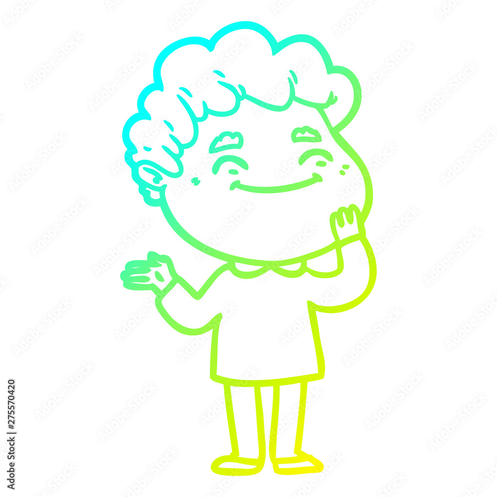 cold gradient line drawing cartoon friendly man cold gradient line drawing cartoon friendly man