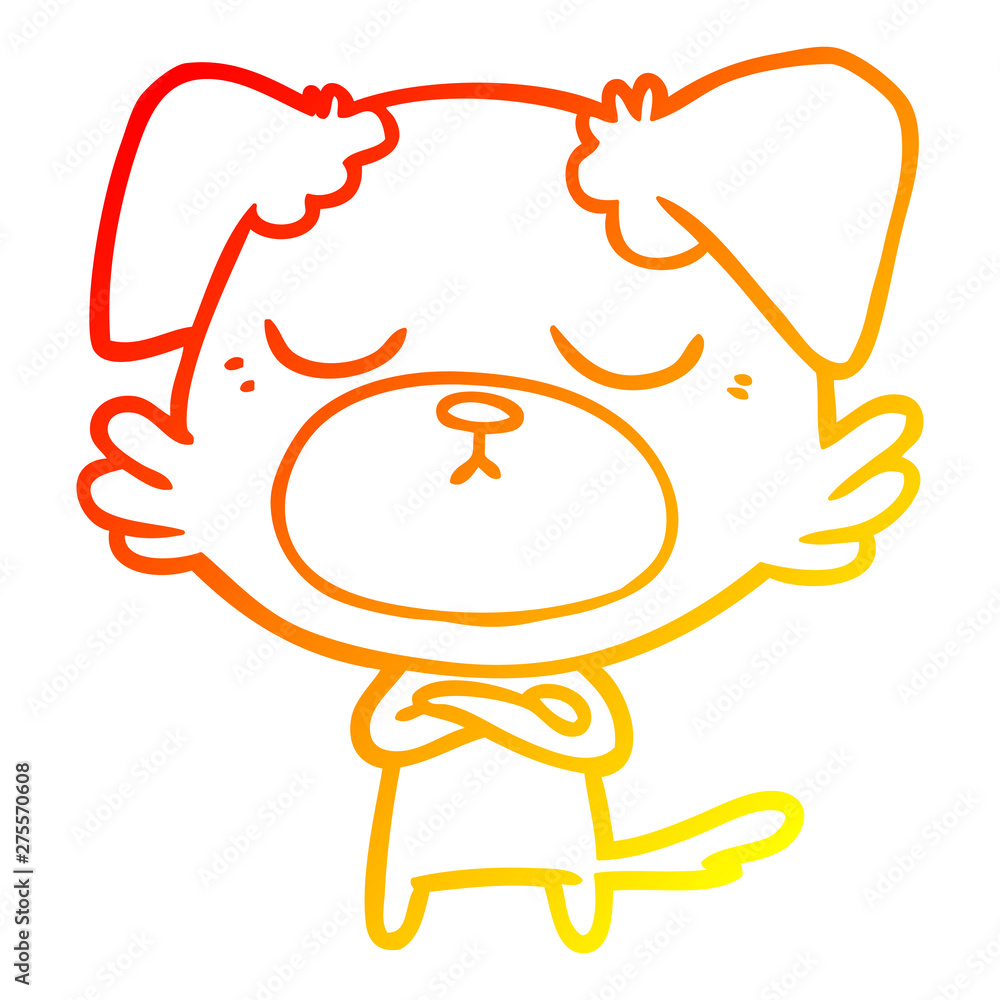 Fototapeta premium warm gradient line drawing cute cartoon dog