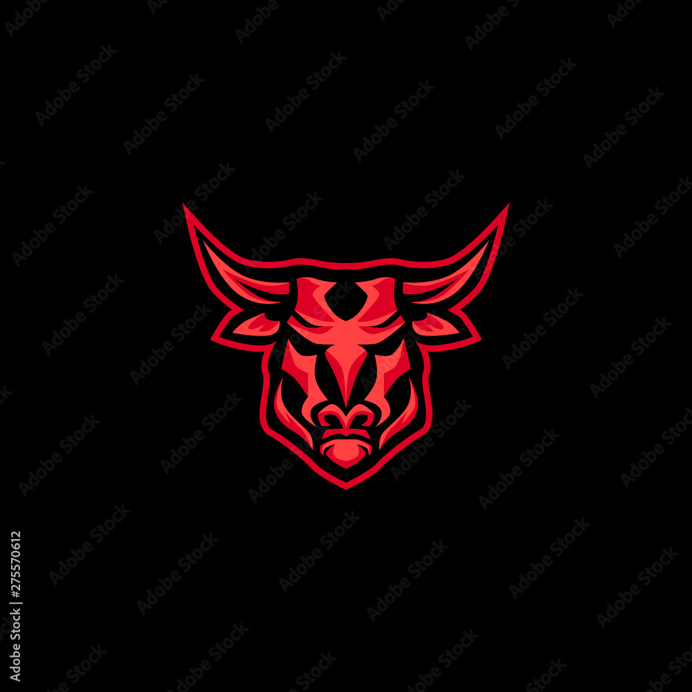 red angry bulls head gaming mascot e sports logo red angry bulls head gaming mascot e sports logo