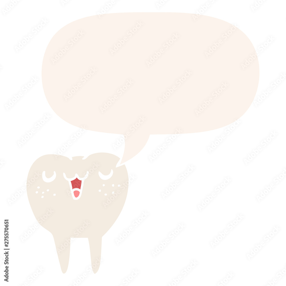 cartoon tooth and speech bubble in retro style cartoon tooth and speech bubble in retro style