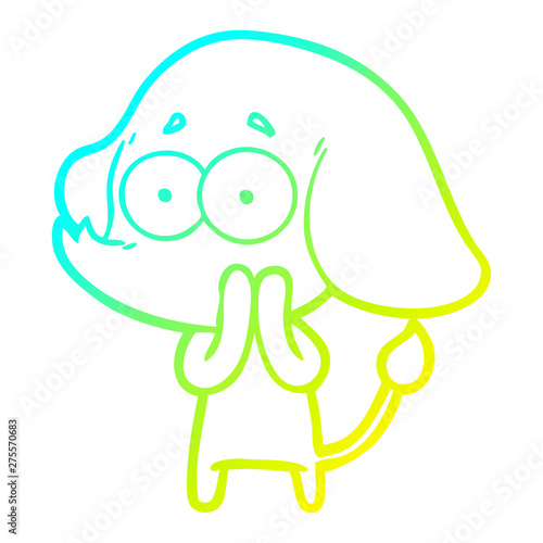 cold gradient line drawing cartoon unsure elephant