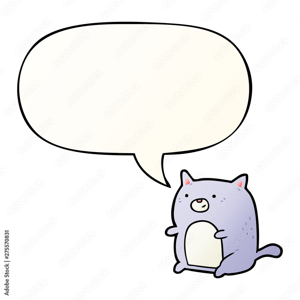 cartoon cat and speech bubble in smooth gradient style cartoon cat and speech bubble in smooth gradient style