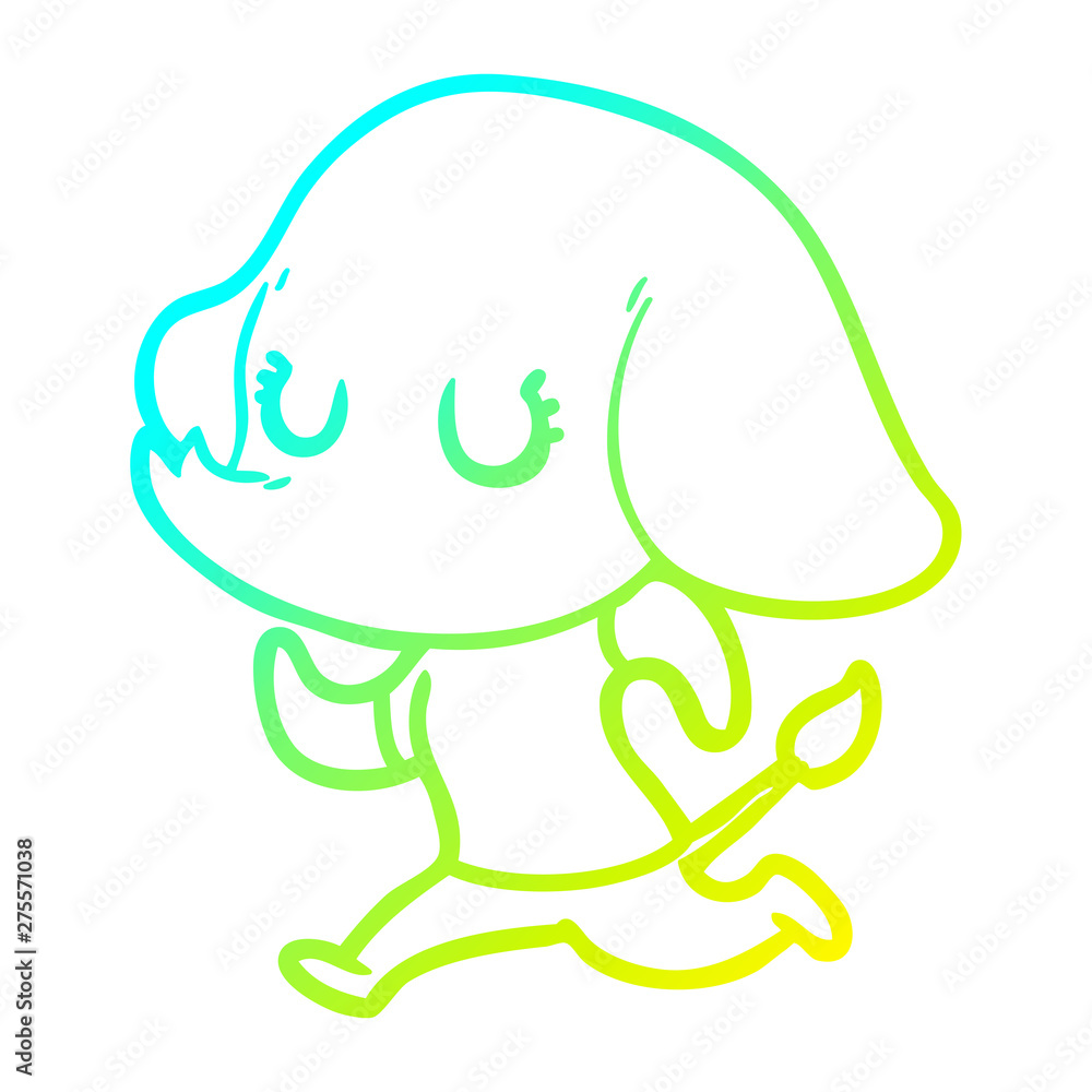 cold gradient line drawing cute cartoon elephant cold gradient line drawing cute cartoon elephant