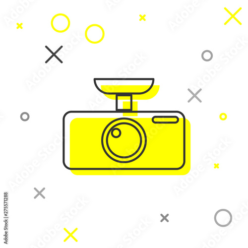 Grey Car DVR line icon isolated on white background. Car digital video recorder icon. Vector Illustration