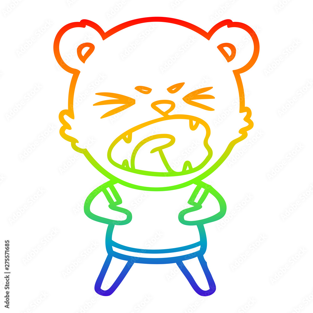rainbow gradient line drawing angry cartoon bear rainbow gradient line drawing angry cartoon bear