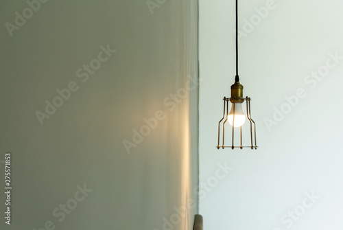 Photography Lamps in a modern cafe and restaurant,Warm tone light