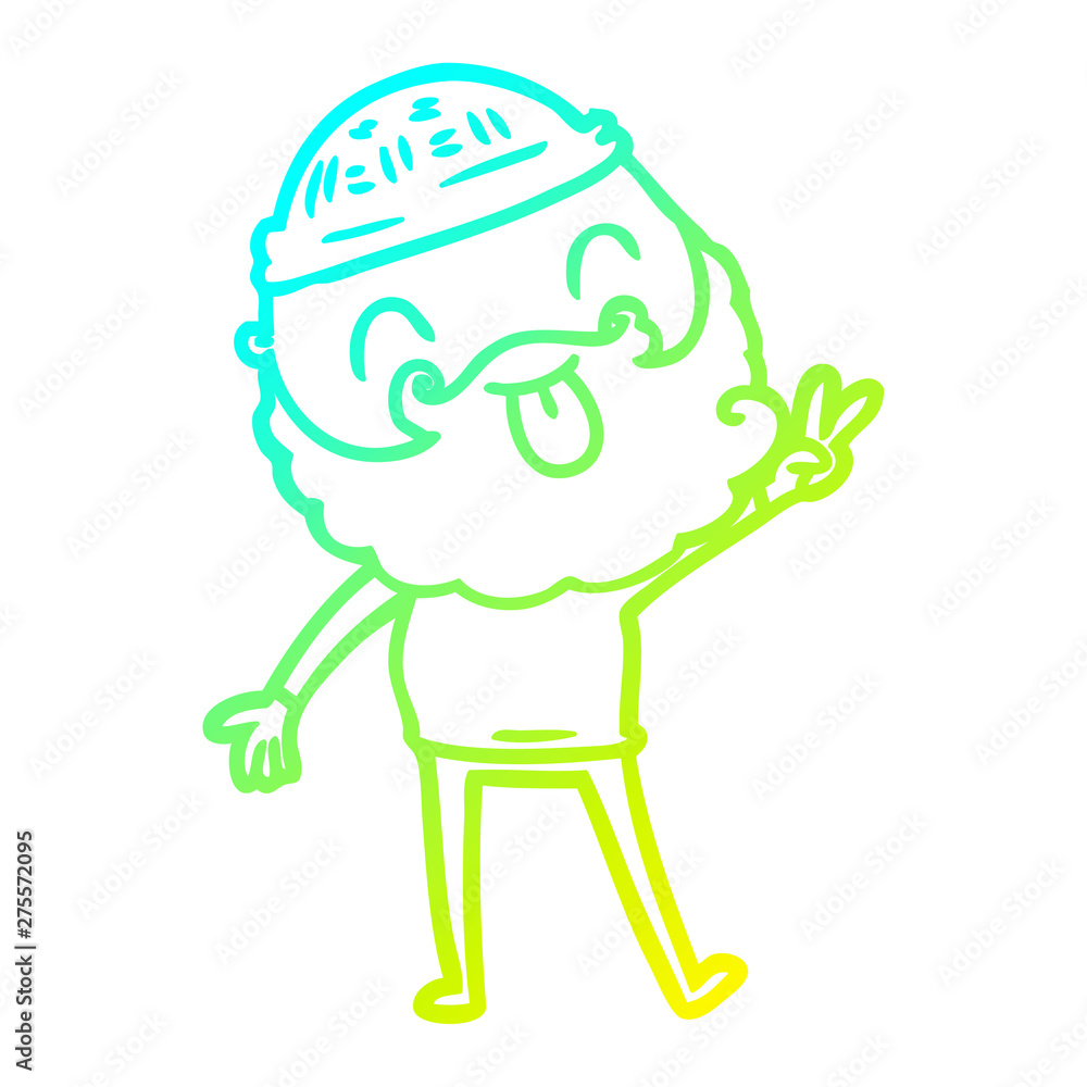 cold gradient line drawing man with beard giving peace sign cold gradient line drawing man with beard giving peace sign