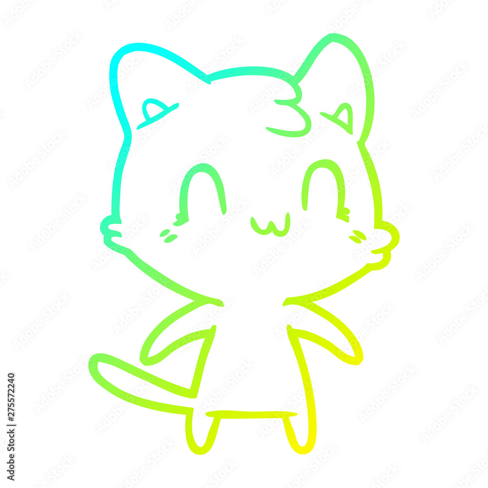 cold gradient line drawing cartoon happy cat cold gradient line drawing cartoon happy cat