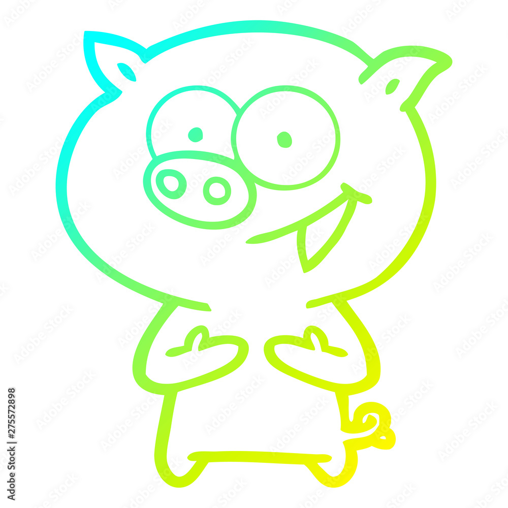 cold gradient line drawing cheerful pig cartoon cold gradient line drawing cheerful pig cartoon