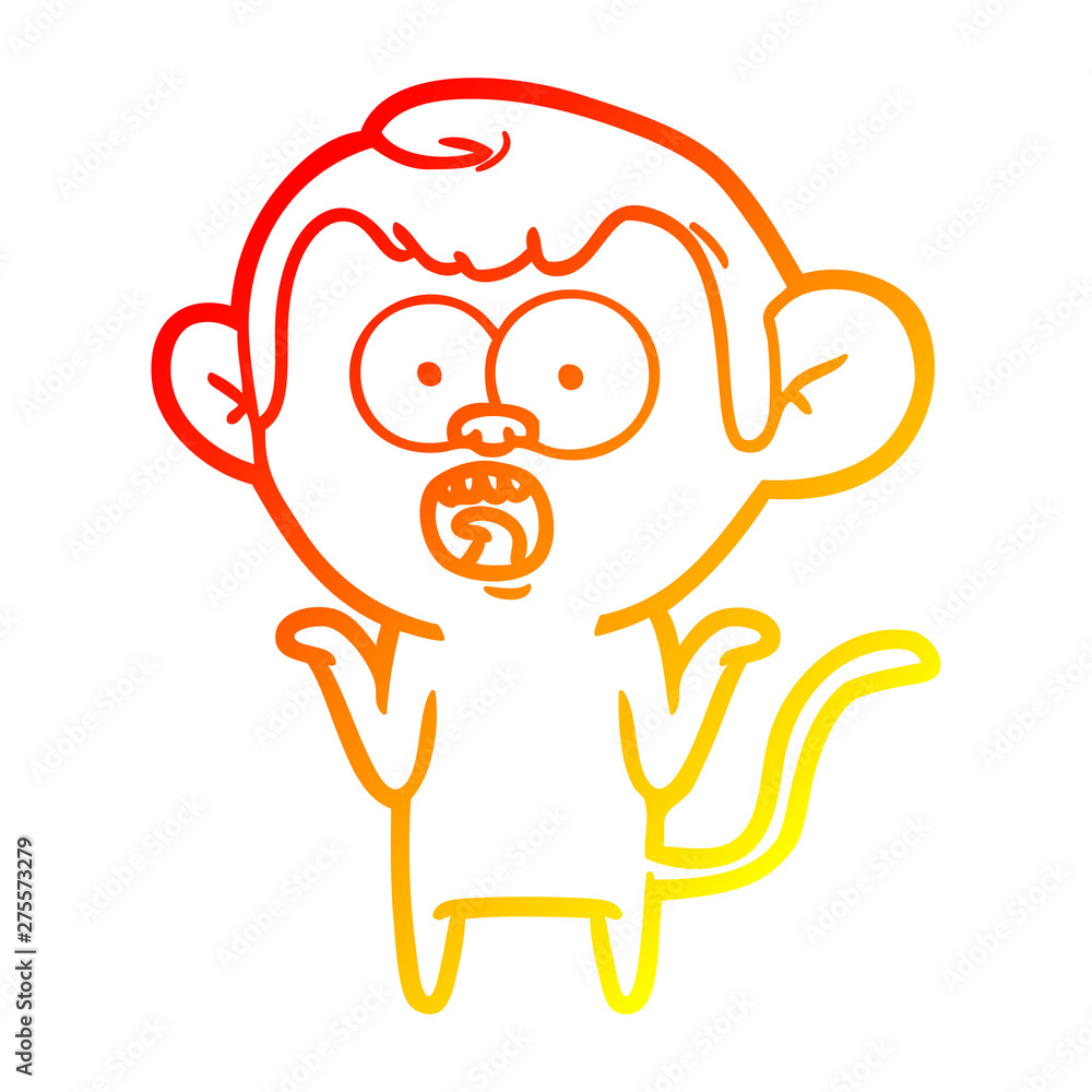 warm gradient line drawing cartoon shocked monkey warm gradient line drawing cartoon shocked monkey