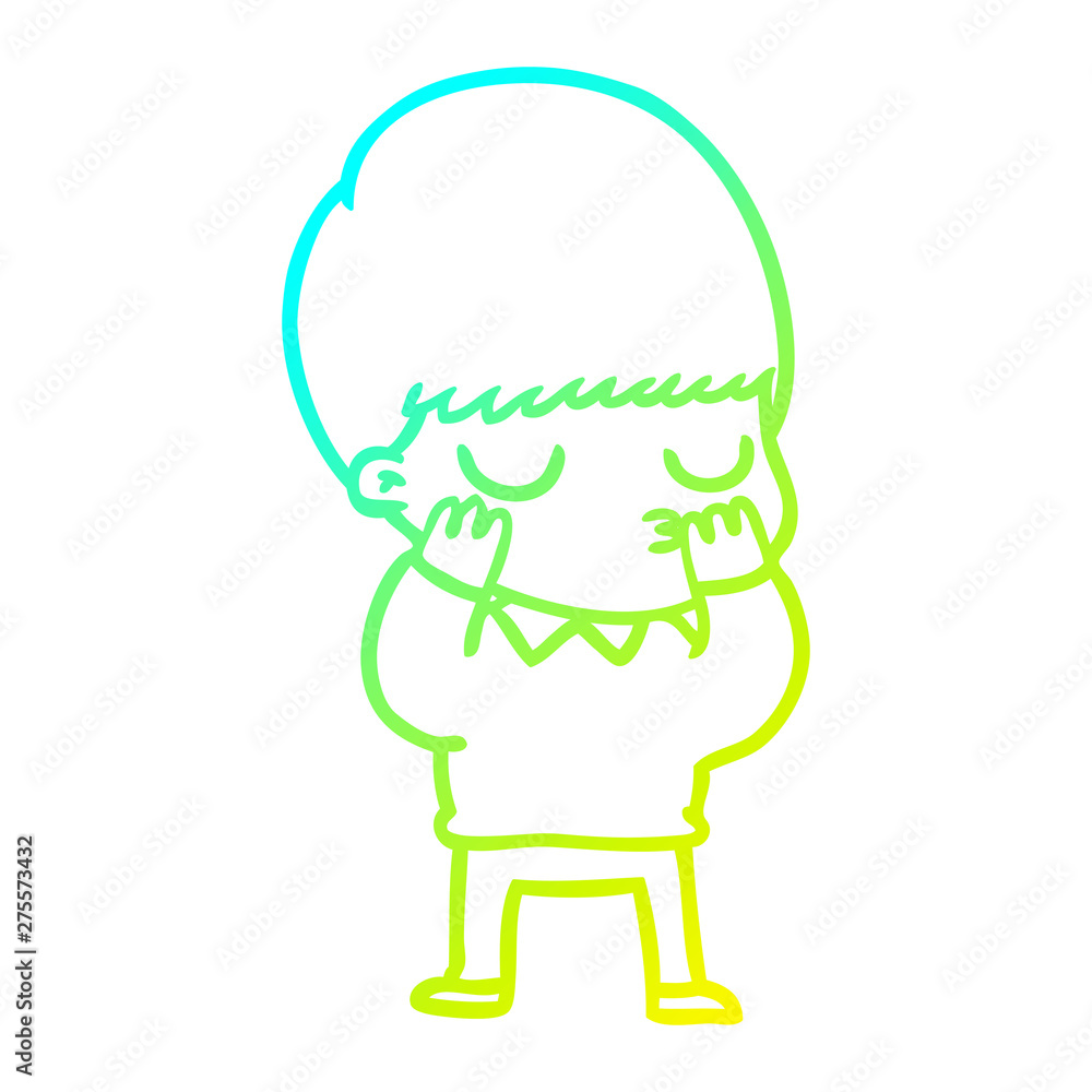 cold gradient line drawing cartoon calm boy