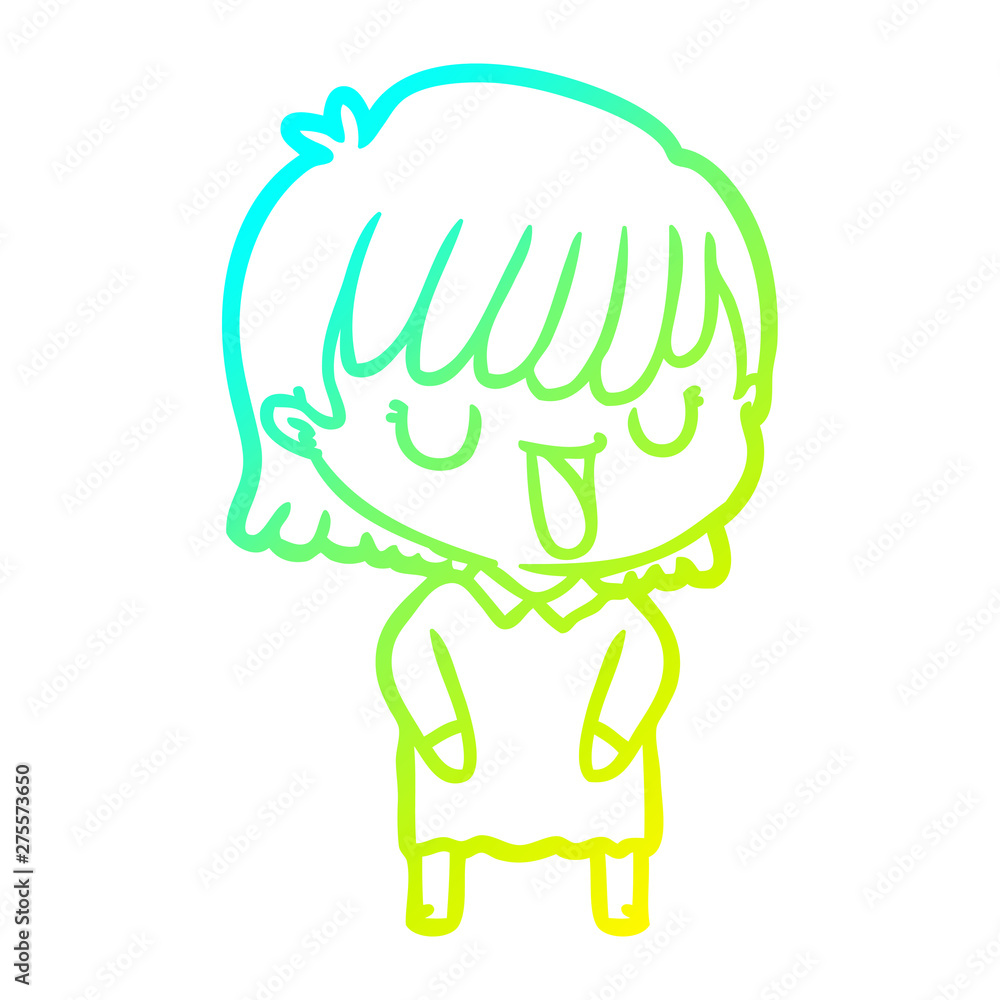 cold gradient line drawing cartoon woman cold gradient line drawing cartoon woman