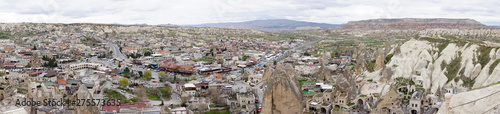 Scenic view of Goreme town with beautiful landscape of fairy chimney