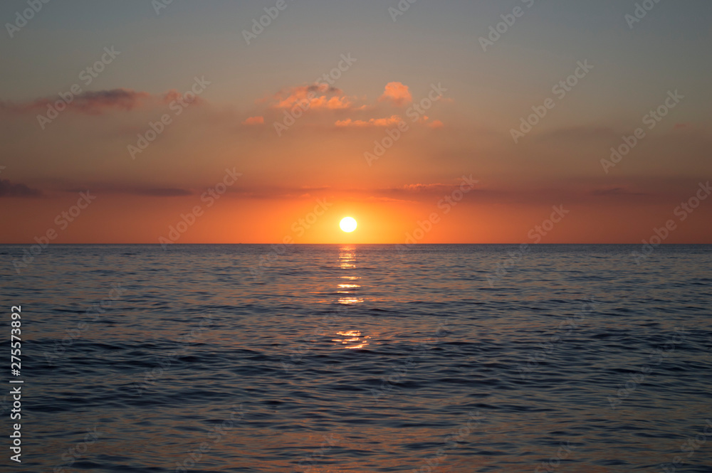 Sunset at the sea in Solanas beach, Punta del Este