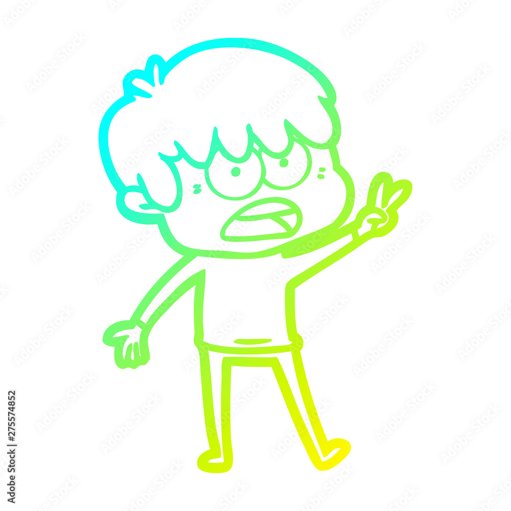 cold gradient line drawing worried cartoon boy cold gradient line drawing worried cartoon boy