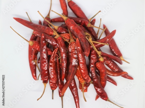 Heap of Red Chilli Pepper Powder Also Know as Mirchi, Mirchi Powder, Lal Mirchi, Mirch or Laal Mirchi isolated on White Background