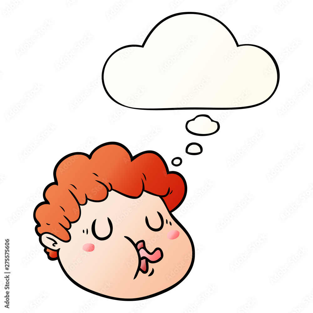 cartoon male face and thought bubble in smooth gradient style cartoon male face and thought bubble in smooth gradient style